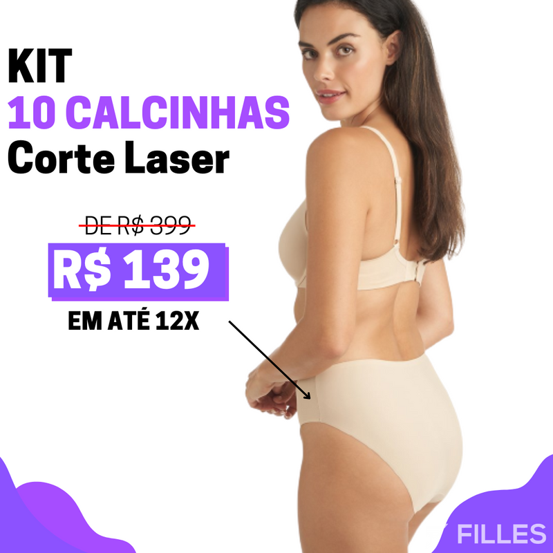 Kit 10 Calcinhas Premium Duplo Corte à Laser - Frete Grátis